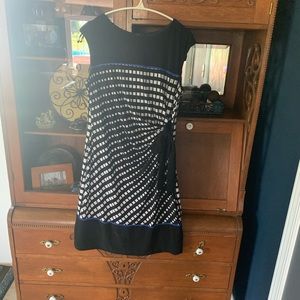 Black , white, and royal blue dress